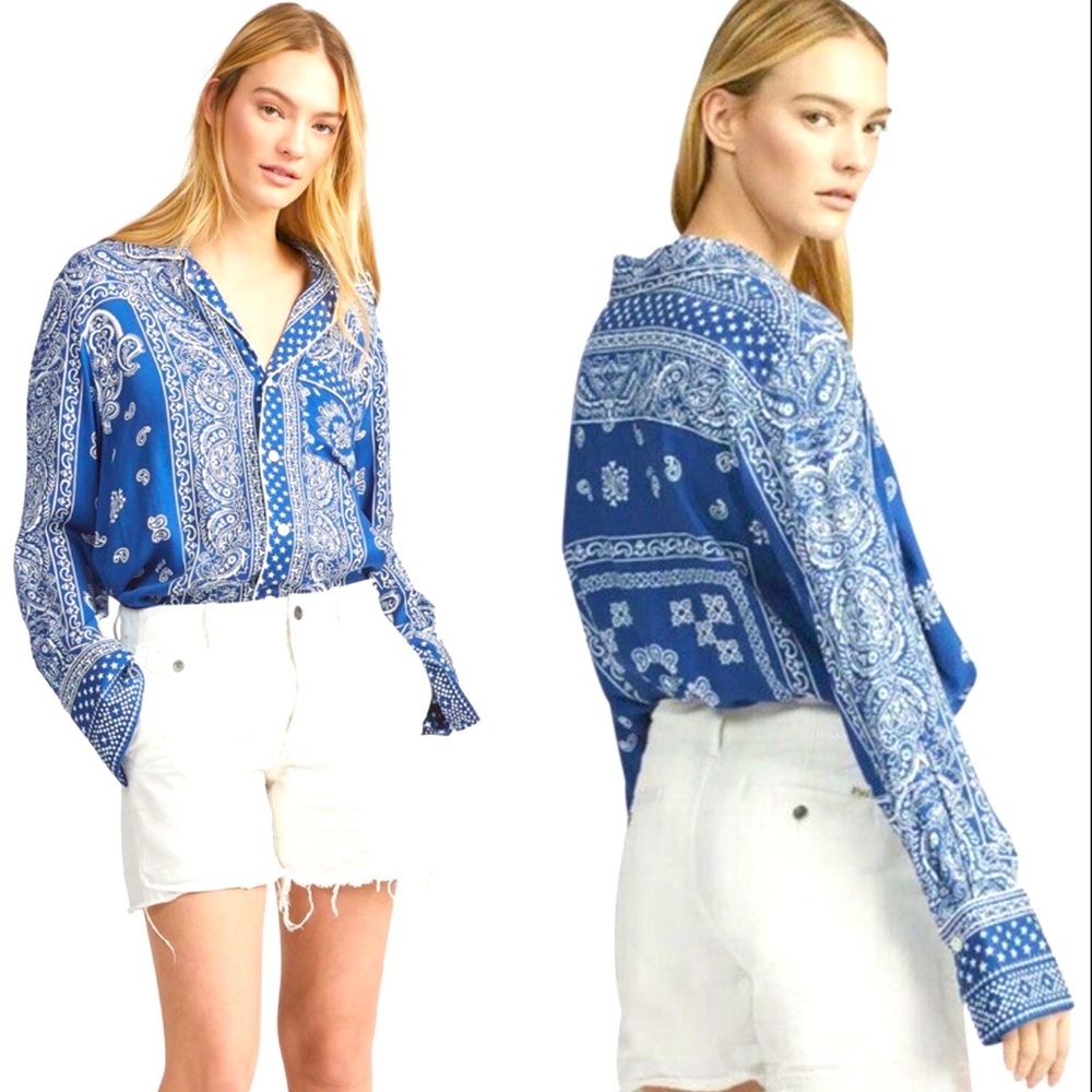Polo Ralph Lauren Paisley Handkerchief Bandana Blouse